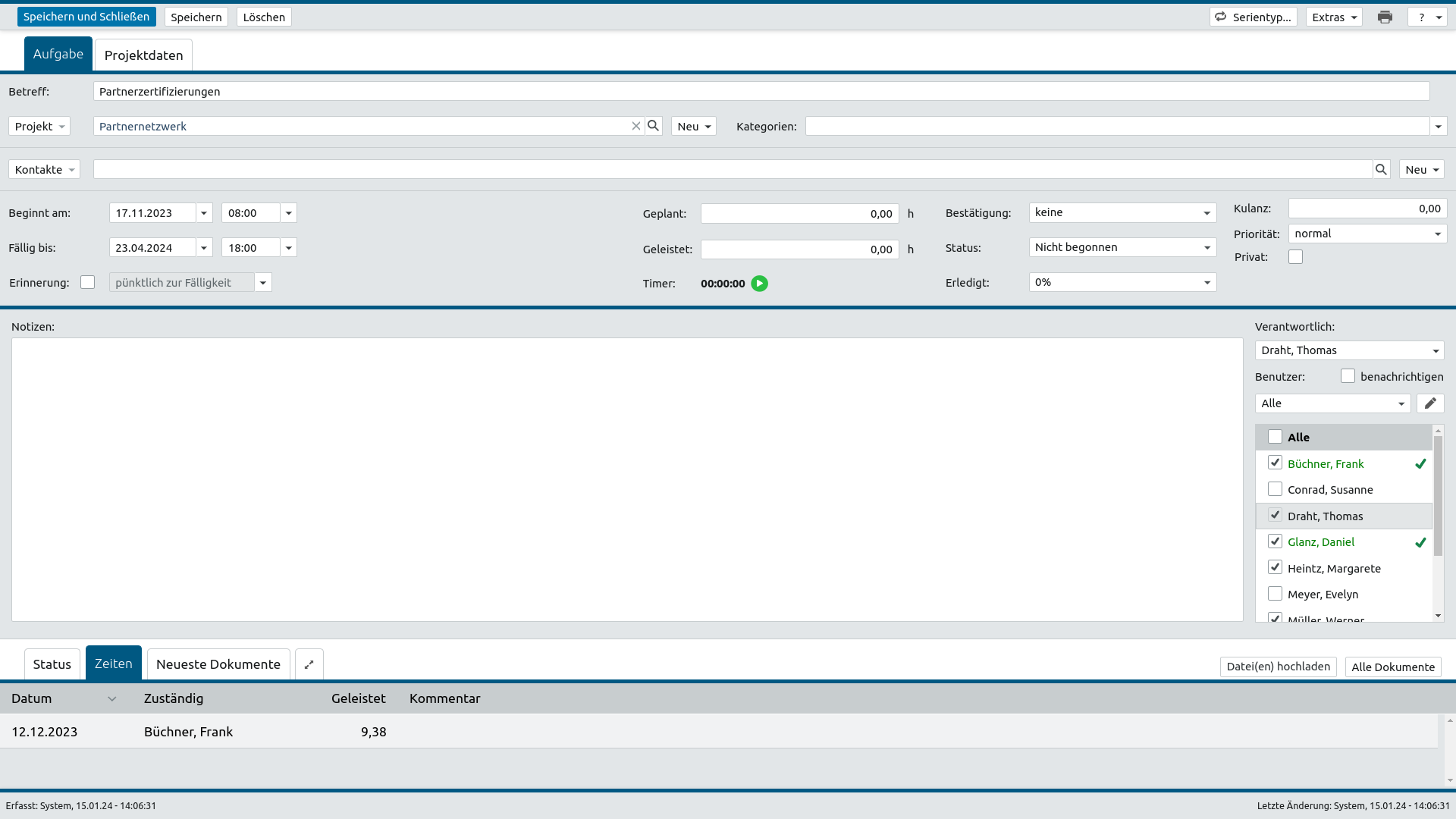 Erfassen von Stammdaten